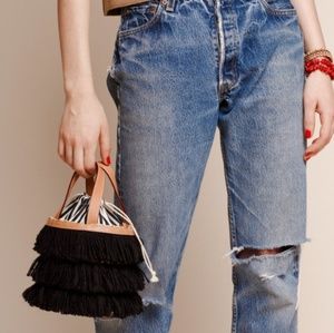 Small Fringe Bucket Basket Purse